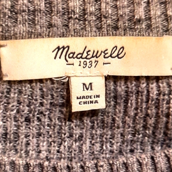 Madewell Gray 3/4 Sleeve Crew Neck Sweater size Medium - Picture 2 of 7